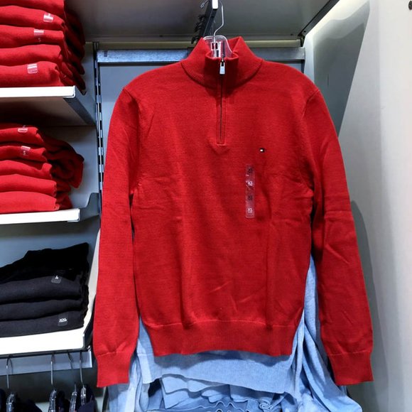 Tommy Hilfiger 78J1107 600 / 78J3765 Cotton Quarter Zipper Sweater NWT - Picture 2 of 7